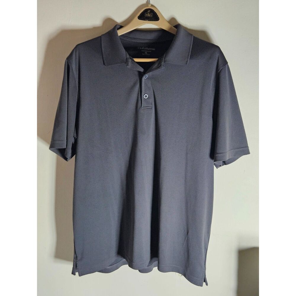 Croft & Barrow Performance Men's XL Polo Shirt Gray Short Sleeve Textured Golf